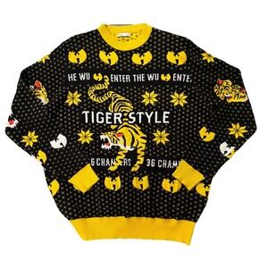 Wu-Tang Clan Tiger Style Ugly Sweater Hulu Black Yellow Mens 2XL 36 Chambers